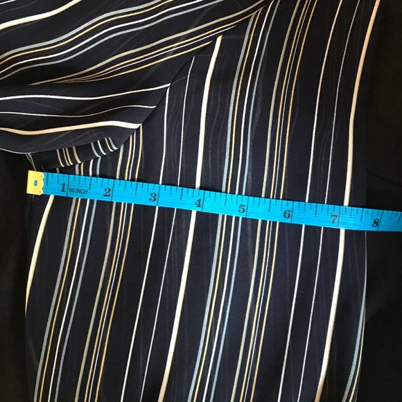 NEW Ann Taylor Sheer Striped XXL Navy/Multi Blouse - Picture 10 of 12